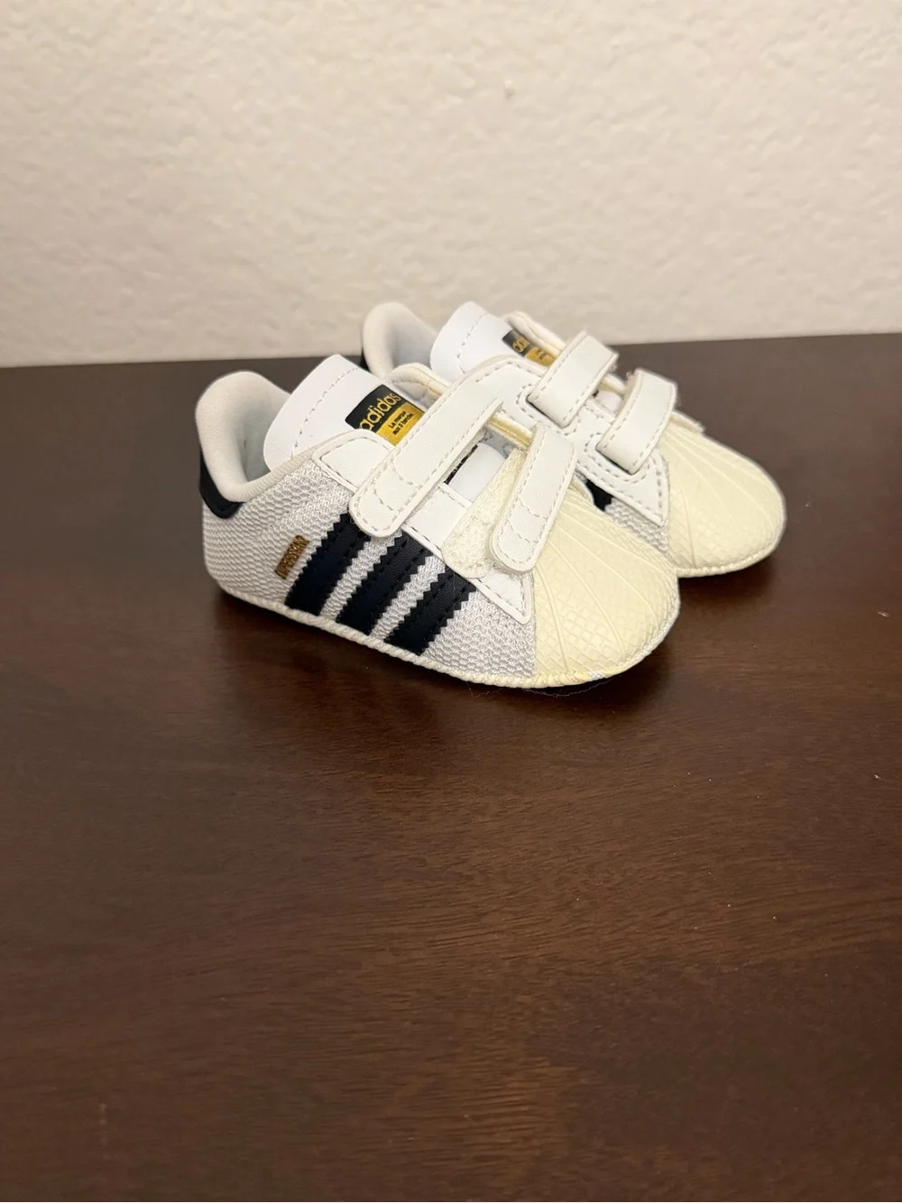 Adidas Superstar Crib Shoes Infant Sz 1K White Black Baby Sneakers NWOT